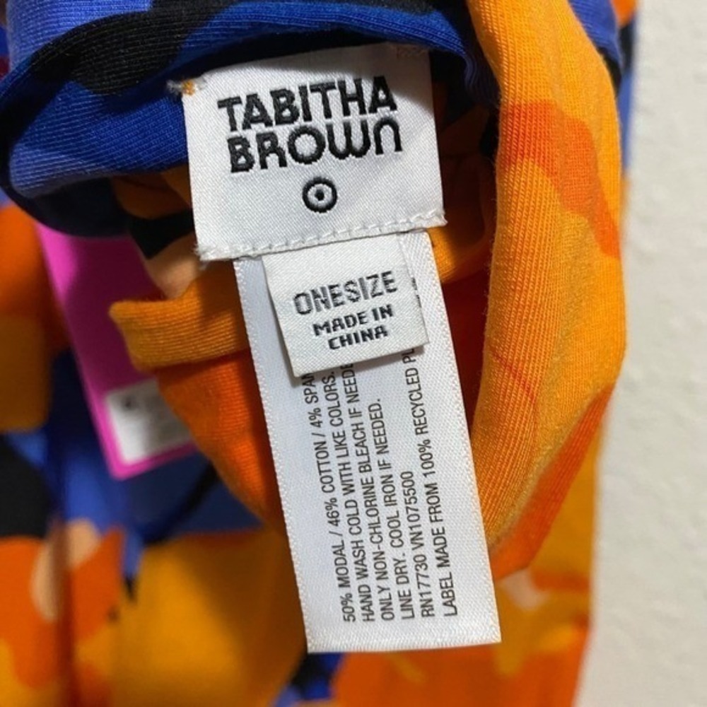 Tabitha Brown Target 4 orange blue Floral Puff Sleeve Maxi Dress & headband NWT - Picture 5 of 9